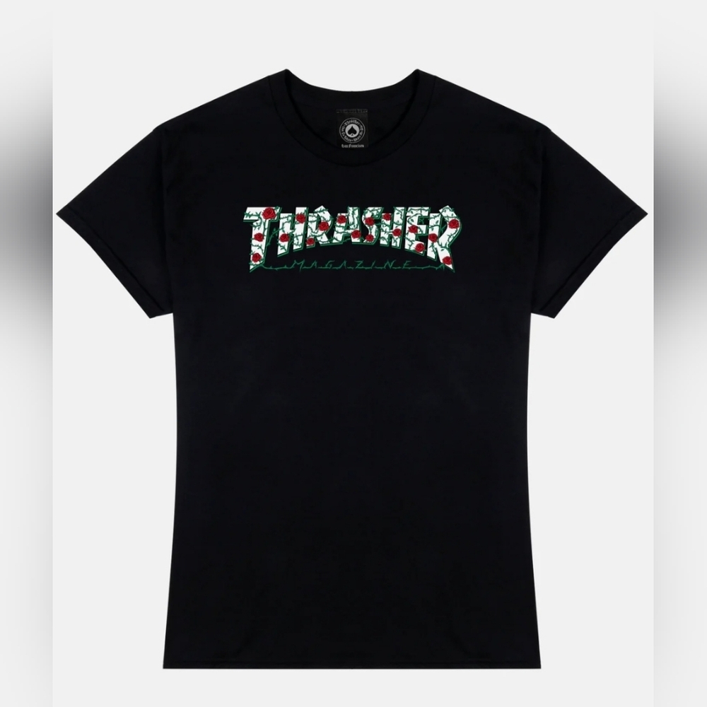 Thrasher Tee Size M Medium Magazine San Francisco Top T-Shirt Roses Men Women